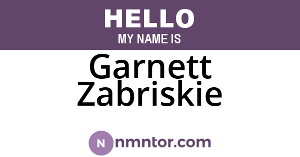 Garnett Zabriskie