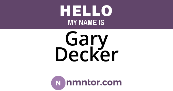 Gary Decker
