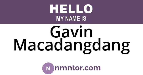 Gavin Macadangdang