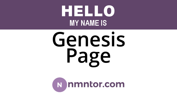 Genesis Page