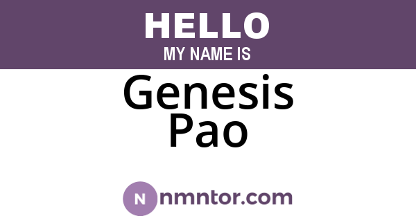 Genesis Pao