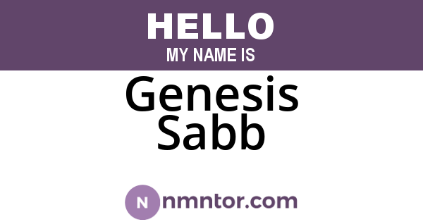 Genesis Sabb