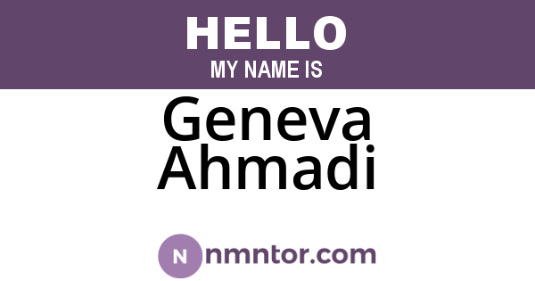 Geneva Ahmadi