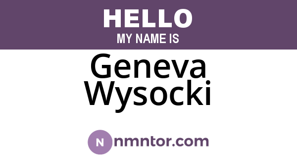 Geneva Wysocki