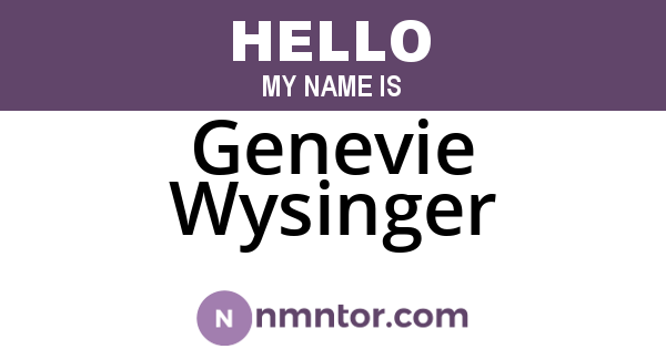 Genevie Wysinger