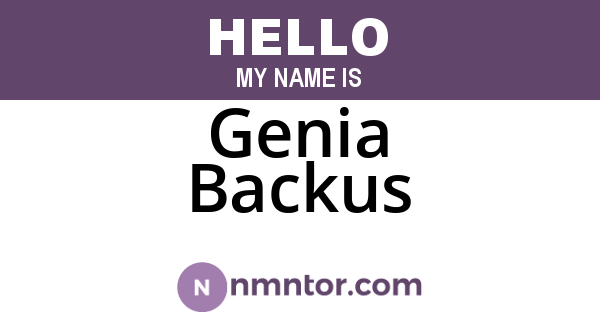 Genia Backus