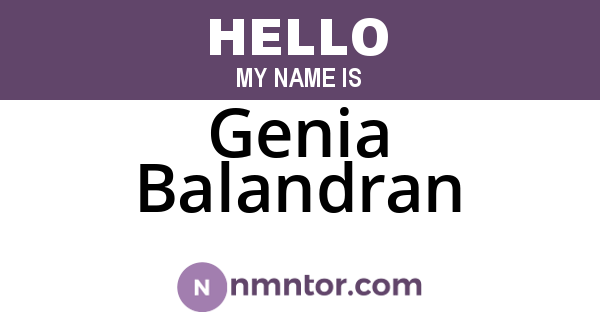 Genia Balandran