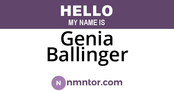 Genia Ballinger
