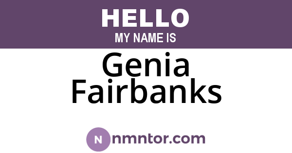 Genia Fairbanks