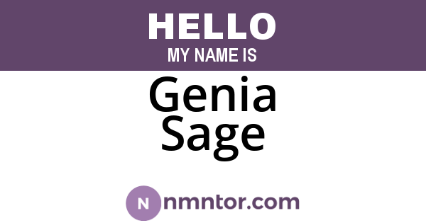 Genia Sage