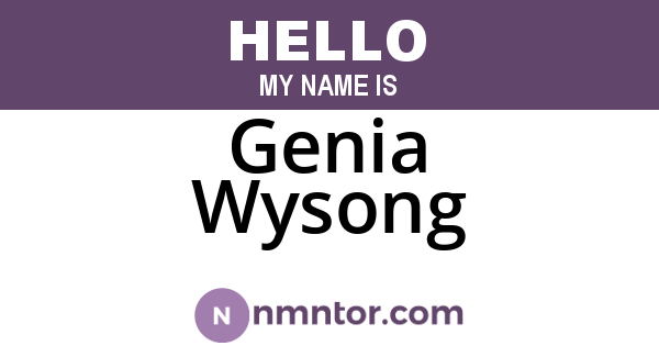 Genia Wysong