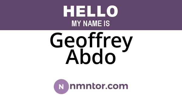 Geoffrey Abdo