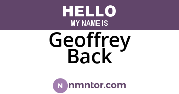 Geoffrey Back
