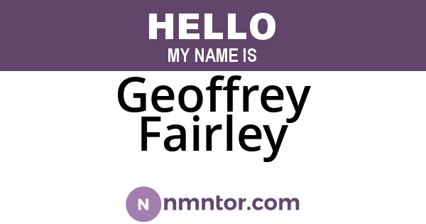 Geoffrey Fairley
