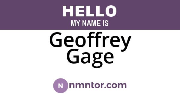Geoffrey Gage