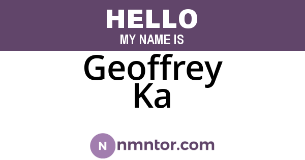Geoffrey Ka