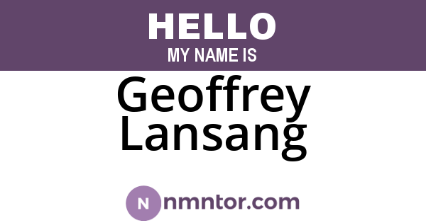 Geoffrey Lansang