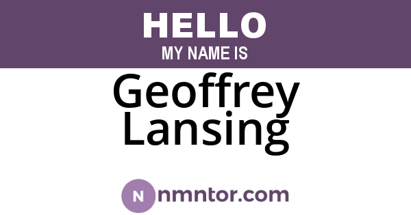 Geoffrey Lansing