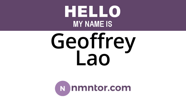 Geoffrey Lao