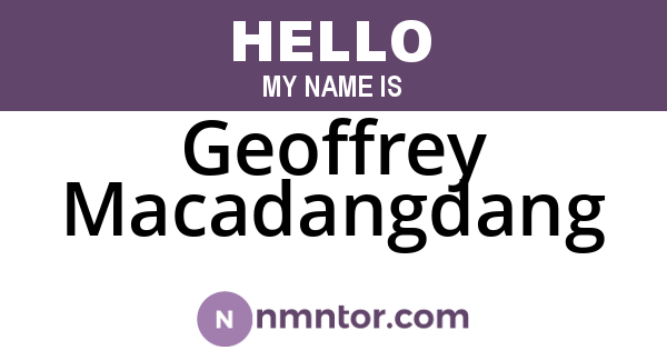 Geoffrey Macadangdang