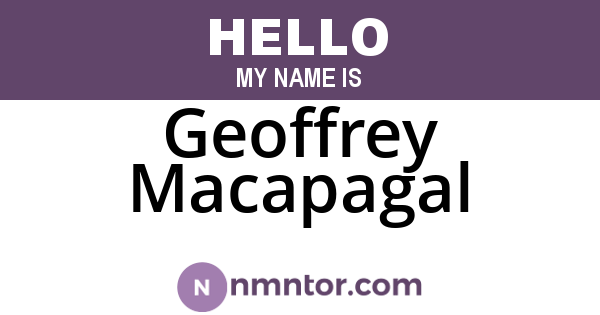 Geoffrey Macapagal