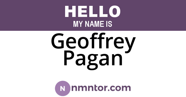 Geoffrey Pagan
