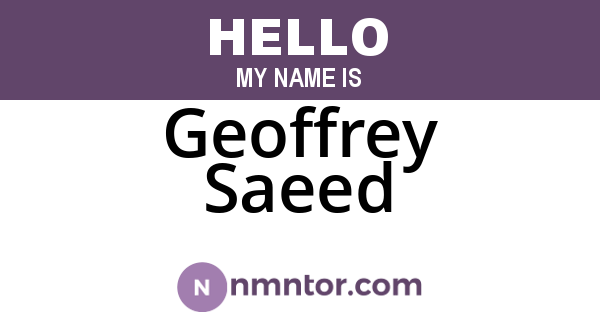 Geoffrey Saeed