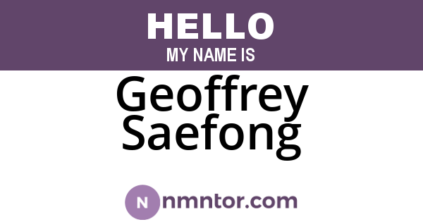 Geoffrey Saefong