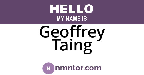 Geoffrey Taing