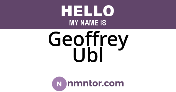 Geoffrey Ubl