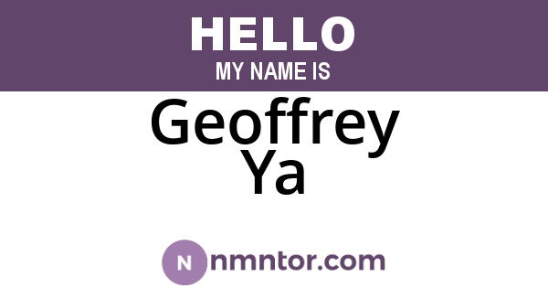 Geoffrey Ya