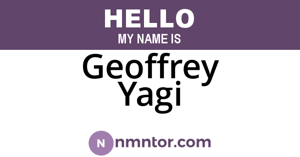 Geoffrey Yagi