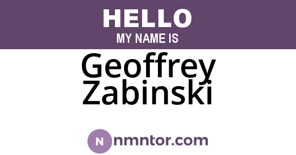 Geoffrey Zabinski