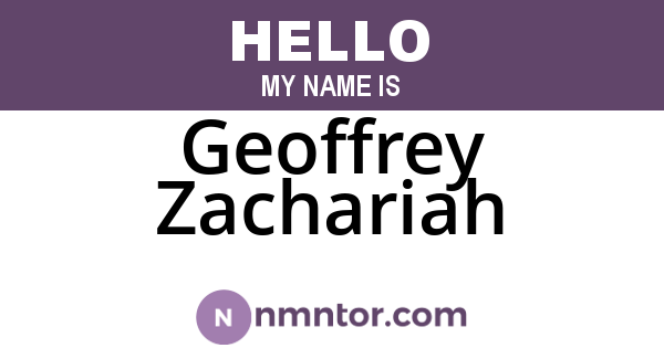Geoffrey Zachariah