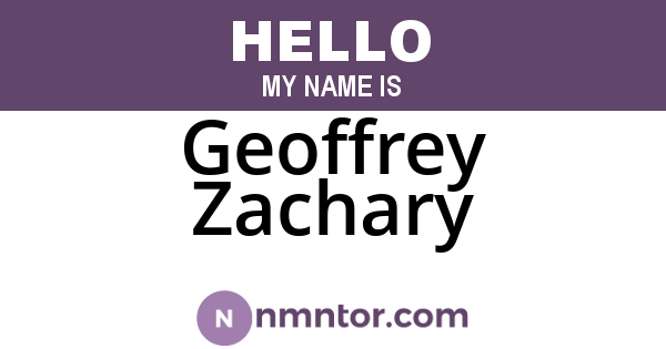 Geoffrey Zachary