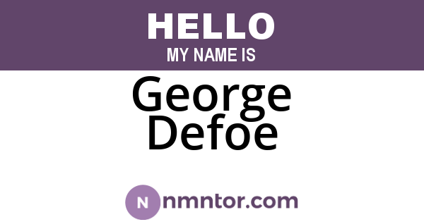 George Defoe