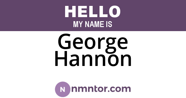 George Hannon