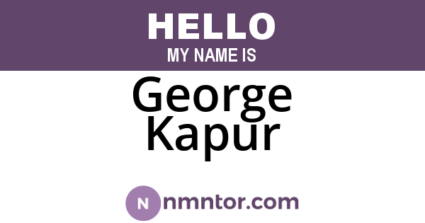 George Kapur