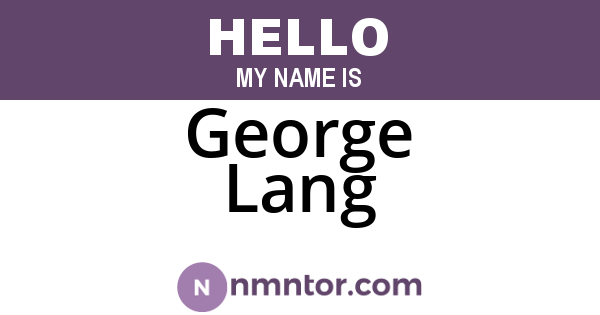 George Lang