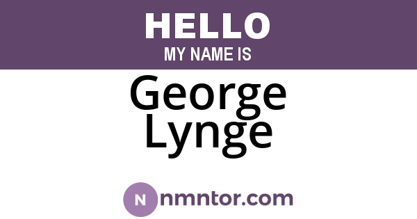 George Lynge
