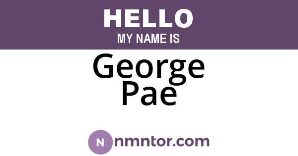 George Pae