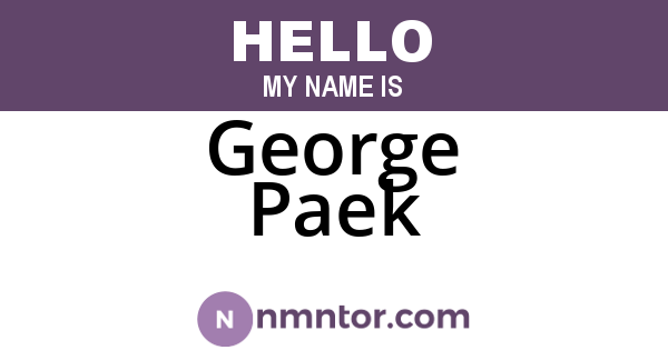 George Paek