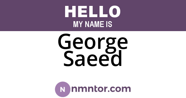 George Saeed