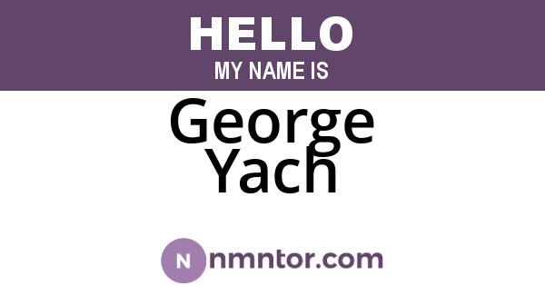 George Yach