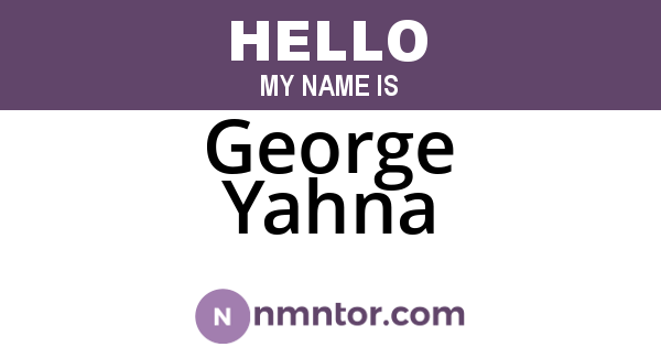 George Yahna