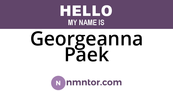 Georgeanna Paek