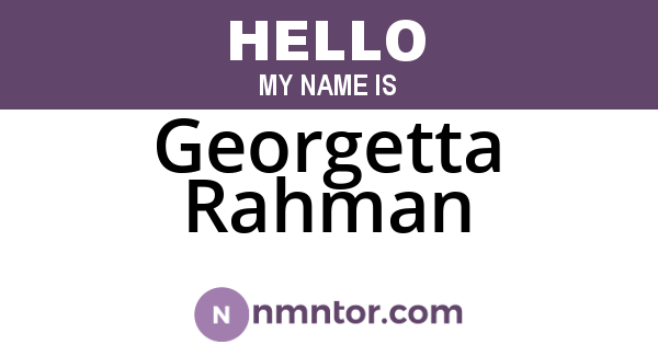 Georgetta Rahman