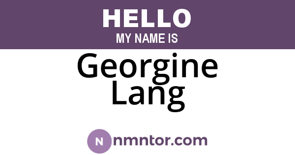 Georgine Lang