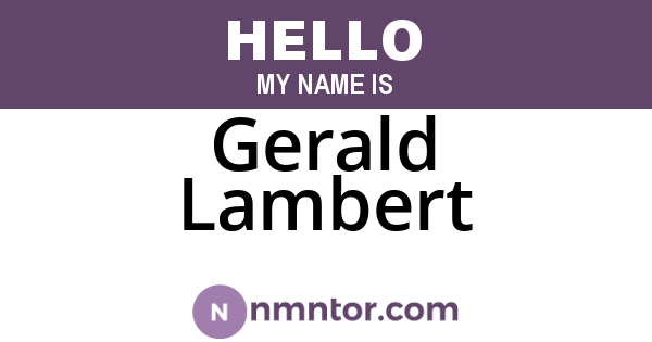 Gerald Lambert