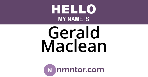 Gerald Maclean